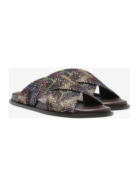 Klapki Missoni z nadrukiem brązowe