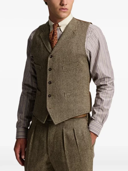 Vestă Ralph Lauren Rrl cu model herringbone maro