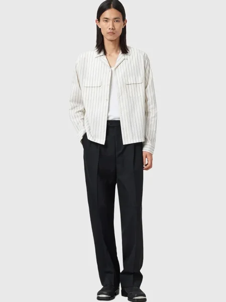 Панталон с вълна AllSaints TALLIS със стандартна кройка черно