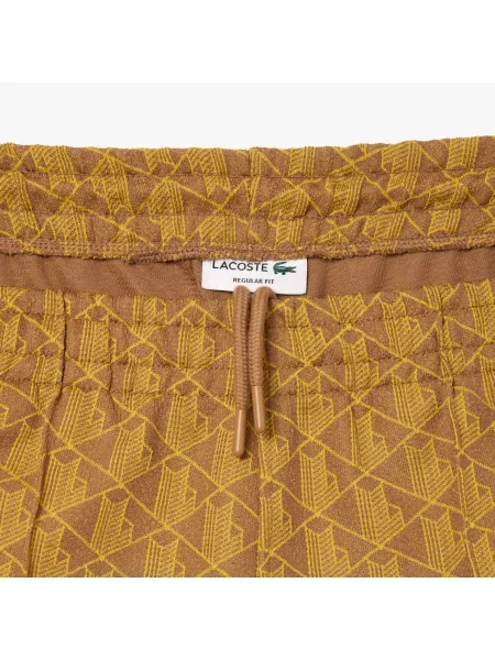 Lacoste Spodnie Dresowe Paris Monogram Jacquard brązowe