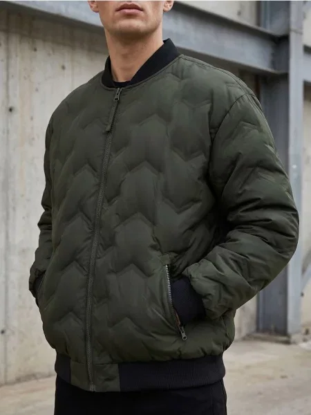 Sinsay Prošívaná bomber bunda s na khaki