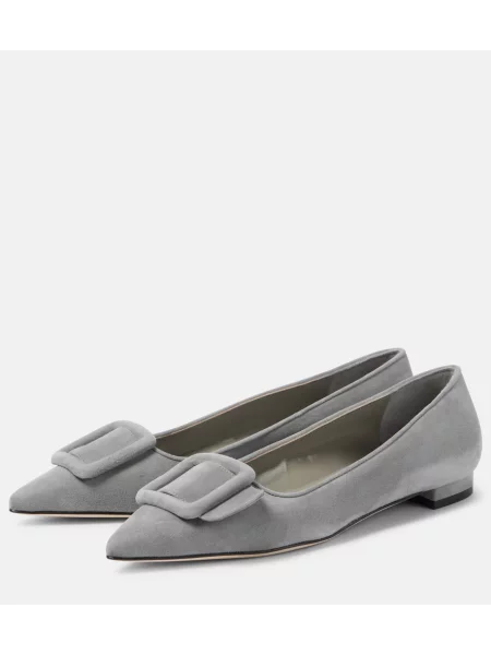 Balerini Manolo Blahnik din piele de căprioară gri