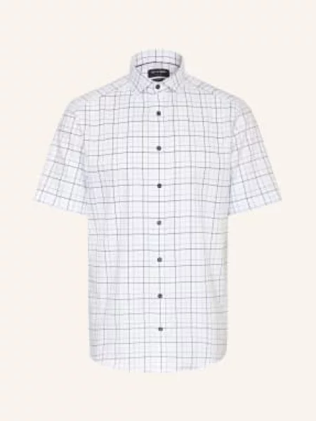 Olymp Košile S Krátkým Rukávem Luxor Modern Fit / tmavě šedá / tmavě modrá bílá