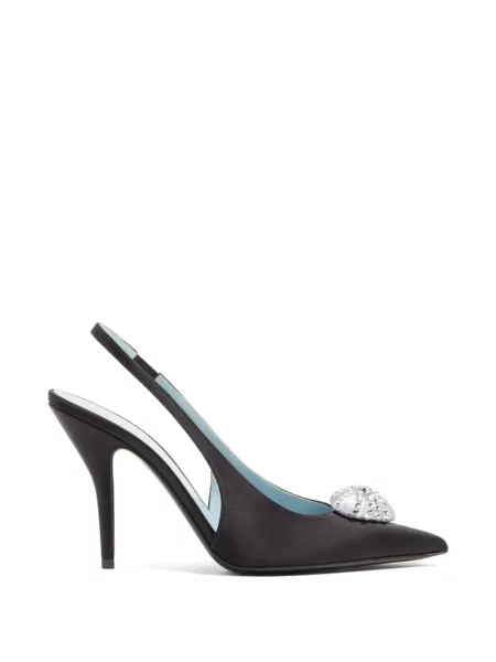Pantofi cu toc Valentino Garavani din satin slingback negru