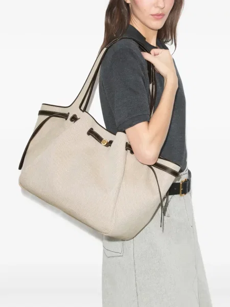 Geantă shopper Tory Burch din canvas