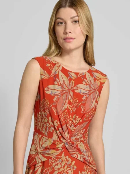 Sukienka midi z wiązanym detalem model ‘TESSANNE’ Lauren Ralph Lauren czerwona