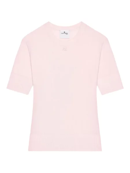 Tricou Courreges din lână merinos scurt roz