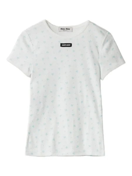 Tricou Miu Miu cu model floral alb
