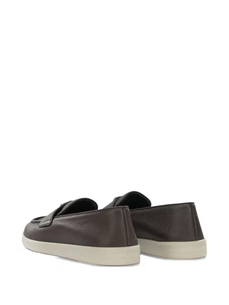 Pantofi loafer Prada din piele cu autograf maro