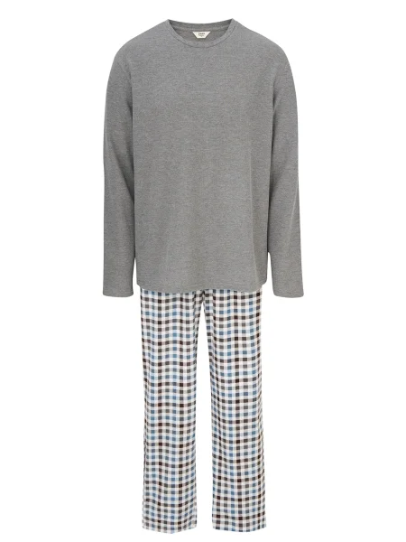 Dagi Dolga pižama modra / pegasto siva bela