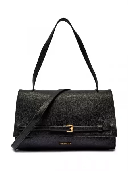 TWINSET De piele geantă pe umăr negru