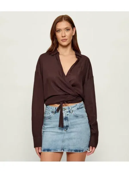 Emporio Armani Cămașă | Cropped Fit | cu adaos de in maro