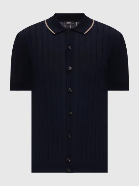 Сорочка в рубчик з короткими рукавами Peserico синя