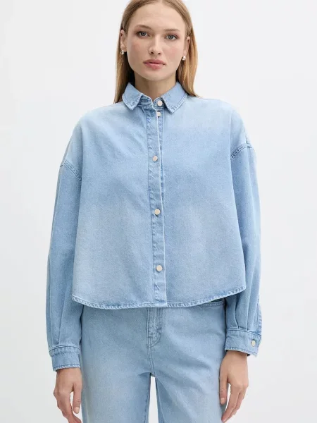 Armani Exchange cămașă jeans cu guler clasic relaxed albastru