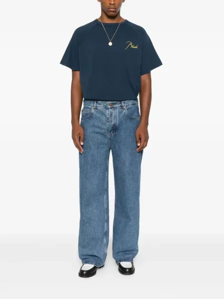 Tricou Rhude cu broderie albastru