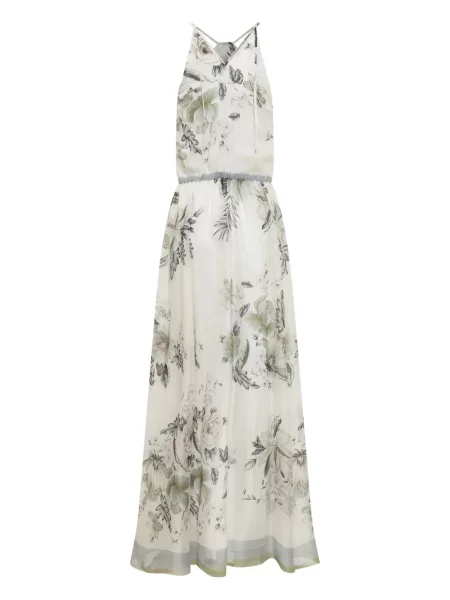 Rochie maxi Anna Molinari cu model floral de costum alb