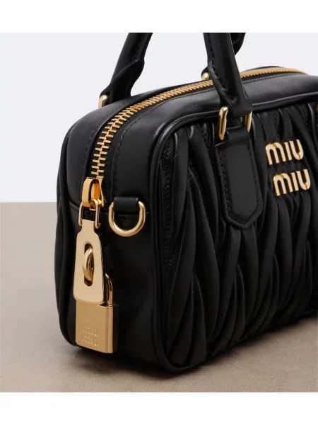 Top Miu Miu din piele negru