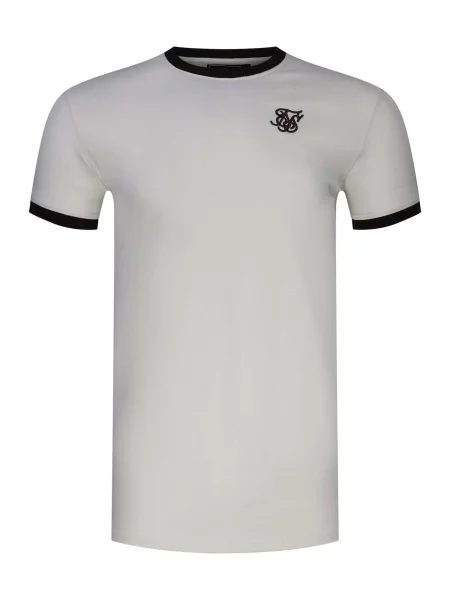 SikSilk Tricou Stripe Ringer ecru negru