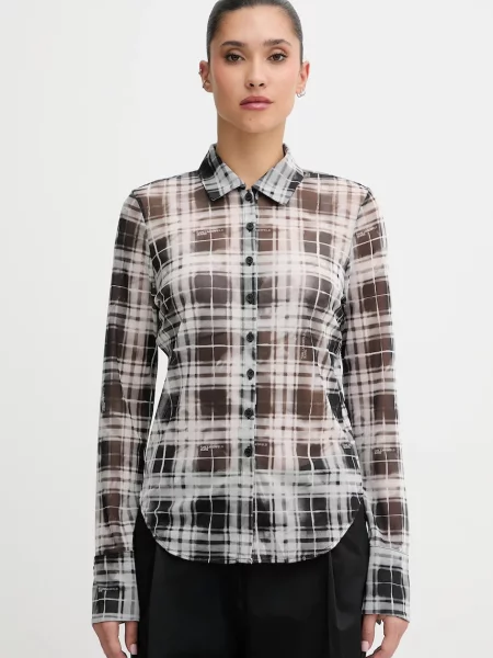 Karl Lagerfeld Jeans camasa cu guler clasic regular gri