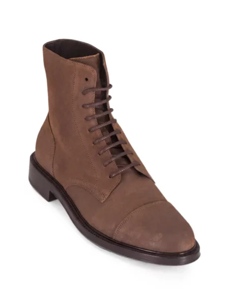 Botine Brunello Cucinelli cu șireturi din piele de căprioară maro