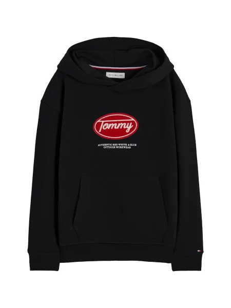 TOMMY HILFIGER Mikina tmavočervená / čierna biela