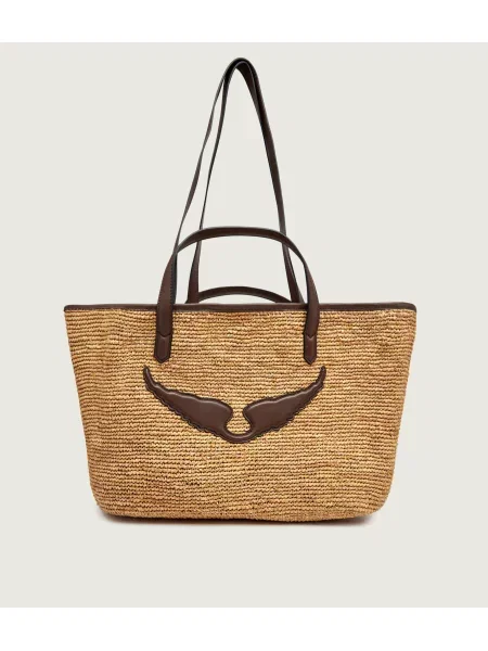 Zadig&Voltaire Shopper táska WINGS bőr hozzáadásával barna