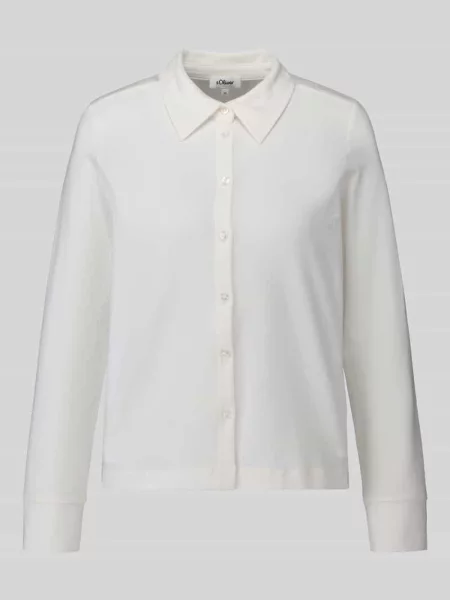 Bluzka z długim rękawem o kroju relaxed fit z mieszanka bawełny S.oliver Red Label biała