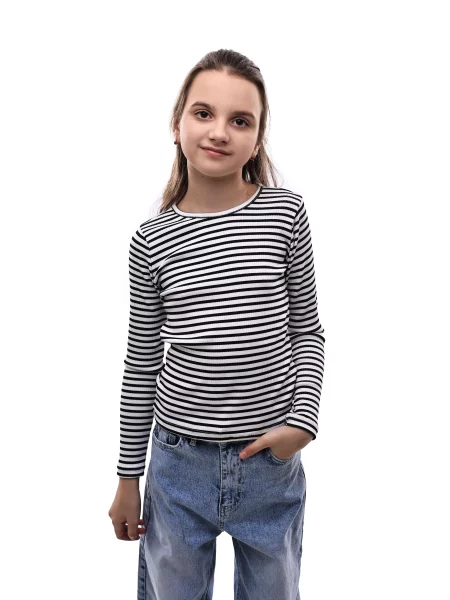 Дитячий Лонгслів LUMO білий/чорний віскоза/поліестер білий