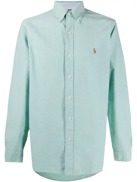 Ленена поло тениска Polo Ralph Lauren синьо