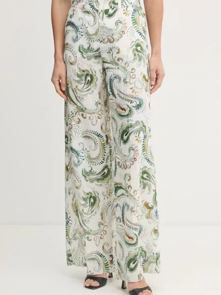 Marella spodnie wide leg lniane DOMINO białe