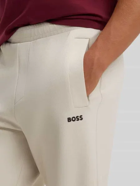 Spodnie dresowe o kroju regular fit z mieszanki bawełny model JT_Union Hadiko' Boss Green beżowe