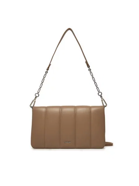 Ročna torba Calvin Klein Line Quilt Shoulder Bag Bež rjava
