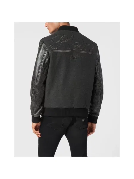 Kurtka bomber Philipp Plein wełniany czarny