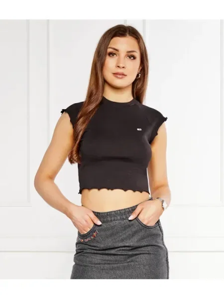 Cropp top din denim Tommy Jeans negru