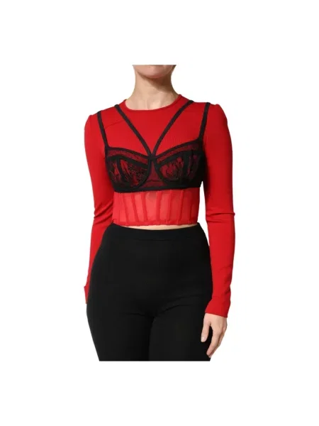 Krótki top Dolce And Gabbana czerwony
