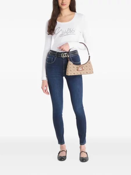 Tricou Guess cu autograf alb