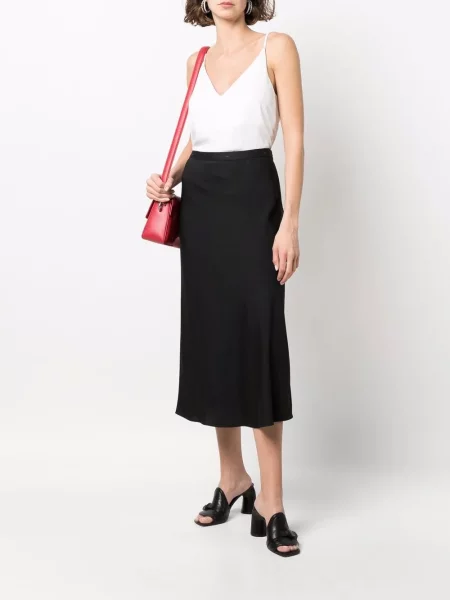 Midi sijonas Calvin Klein iki kelių juoda