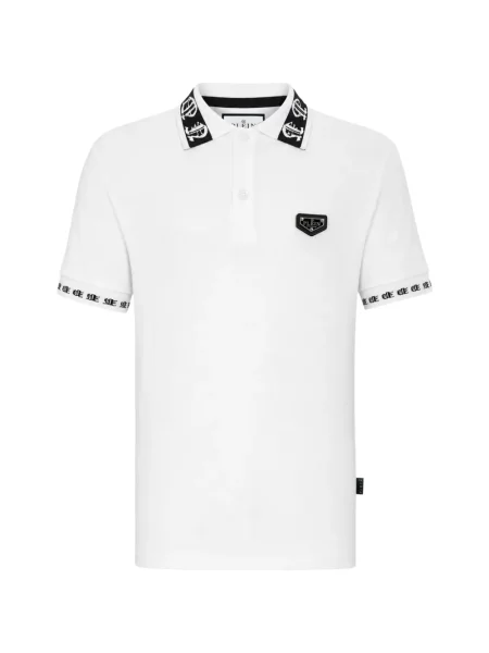 Tricou polo Philipp Plein cu imagine alb