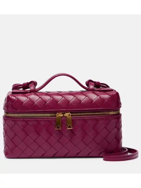 Geanta de piele Bottega Veneta Handle din piele violet