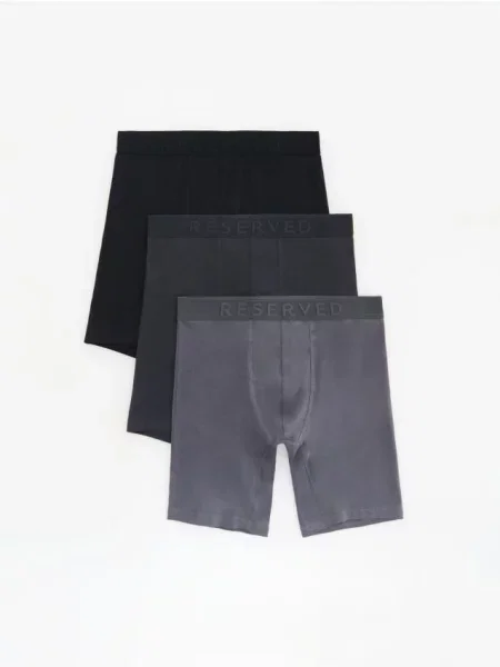 Reserved Set de 3 perechi de boxeri long gri-închis gri