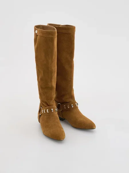 Замшевые ботфорты Reserved коричневые