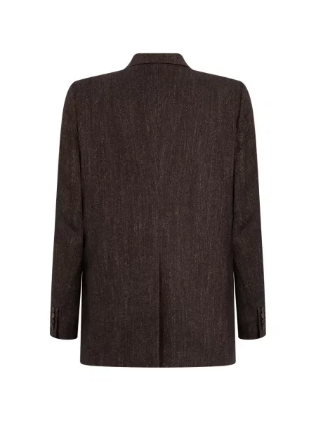 Geacă Tagliatore cu model herringbone cu două rânduri de nasturi maro