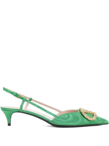 Pantofi cu toc Valentino Garavani slingback de cristal verde