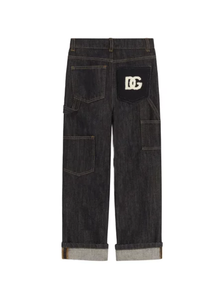 Jeansy straight leg dziecięce Dolce And Gabbana niebieskie