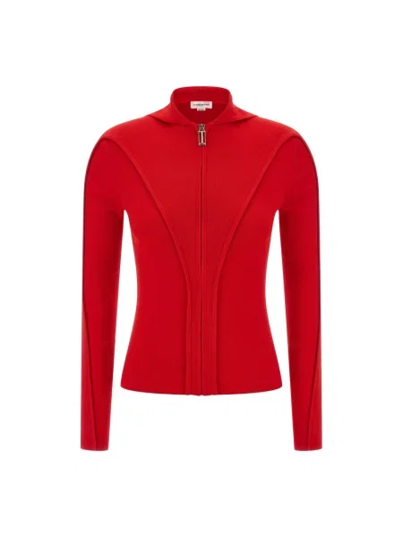 Kardigan Victoria Beckham wełniany z kapturem czerwony