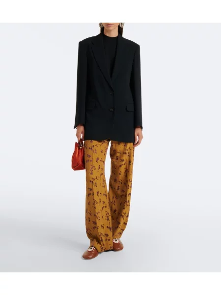 Pantaloni Dries Van Noten cu model floral galben