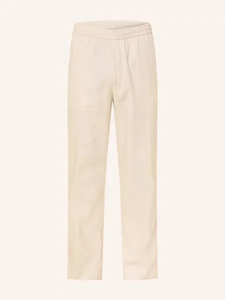 Calvin Klein Spodnie W Stylu Joggingowym O Prostym Kroju Z Lnem weiss beżowe