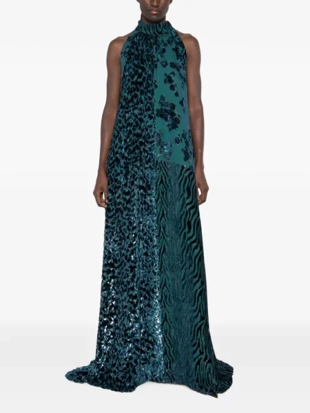 Rochie maxi Pierre-louis Mascia cu imagine albastru