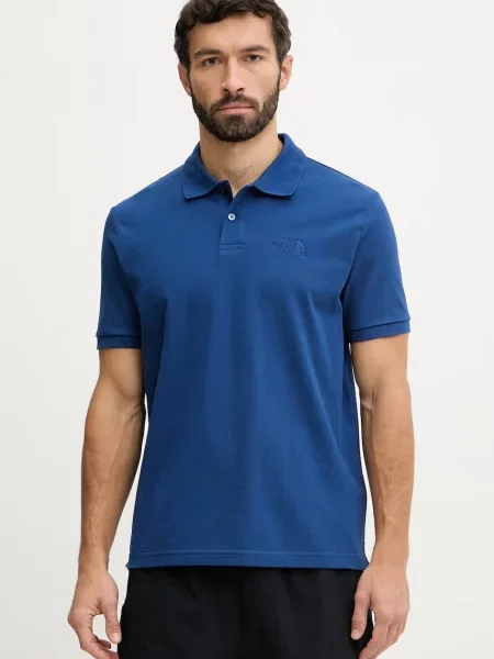 Bombažen polo The North Face REGULAR POLO modra