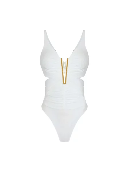 Lekki top Elisabetta Franchi z dżerseju beżowy